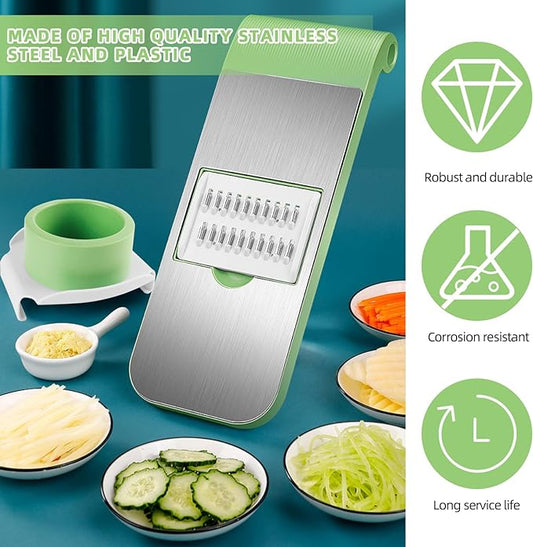5 In 1 Manual Vegetable Slicer Cutter Multifunctional Vegetable Cutter, Universal Slicer, Onion Cutter with 5 Blade Settings and Collection Basin